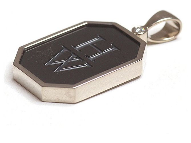 Pendente Harry Winston HW Charm in oro bianco 18K e diamanti neri - vista 3