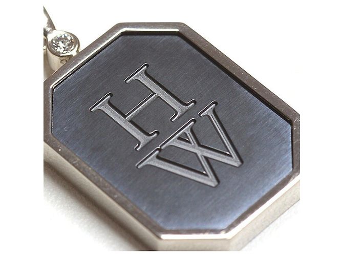 Pendente Harry Winston HW Charm in oro bianco 18K e diamanti neri - vista 4