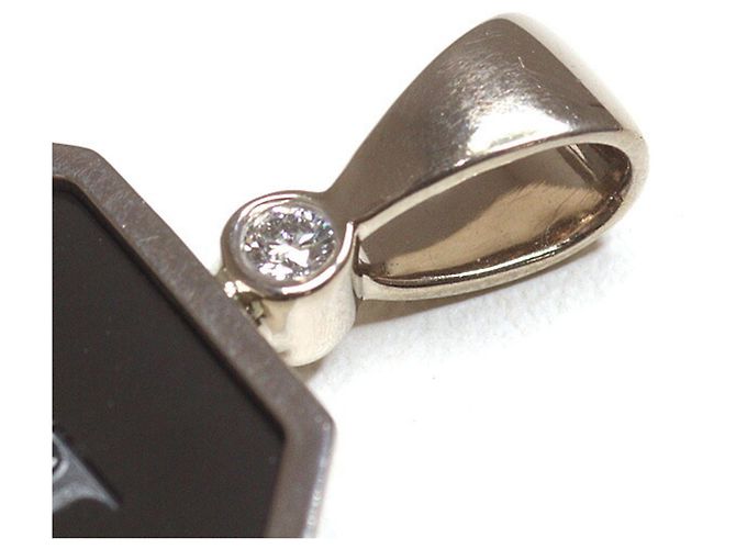 Pendente Harry Winston HW Charm in oro bianco 18K e diamanti neri - vista 5