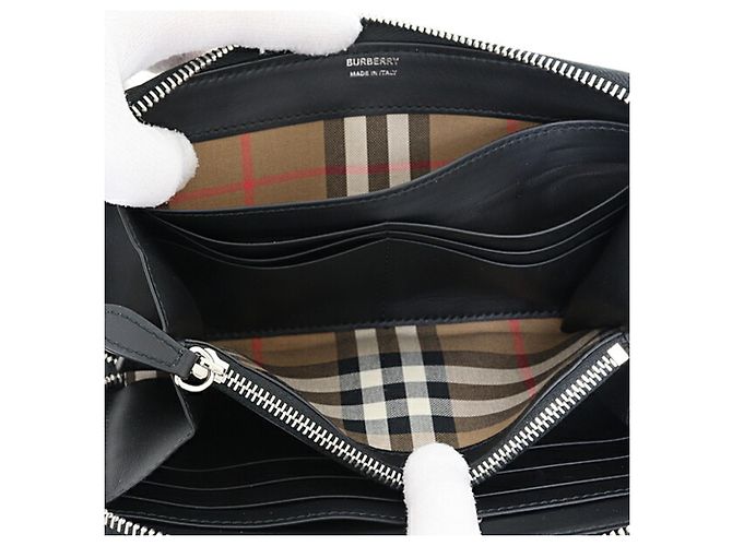 Portafoglio lungo Burberry in pelle nera - vista 4