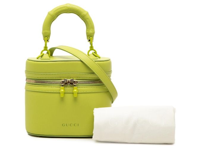 Borsa a mano Gucci Bamboo in pelle verde chiaro - vista 6