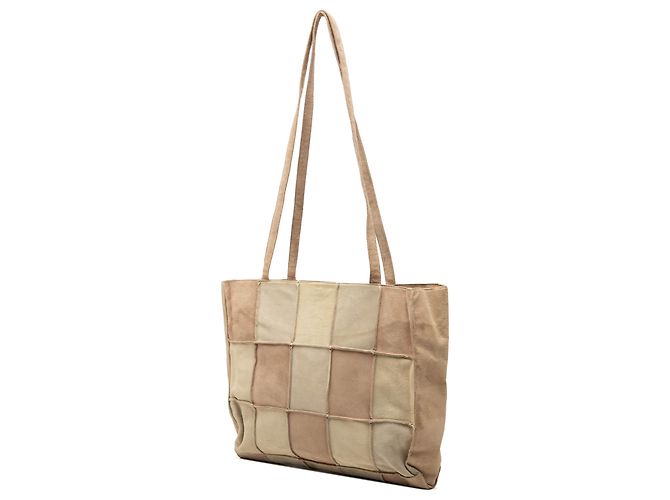 mala Tote Chanel em camurça patchwork bege - vista 2