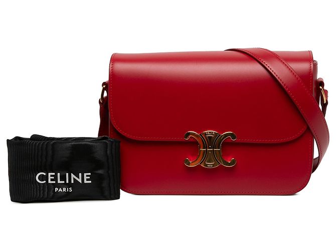 Céline Celine Red Classique Shiny Calfskin Triomphe Crossbody - Ansicht 6