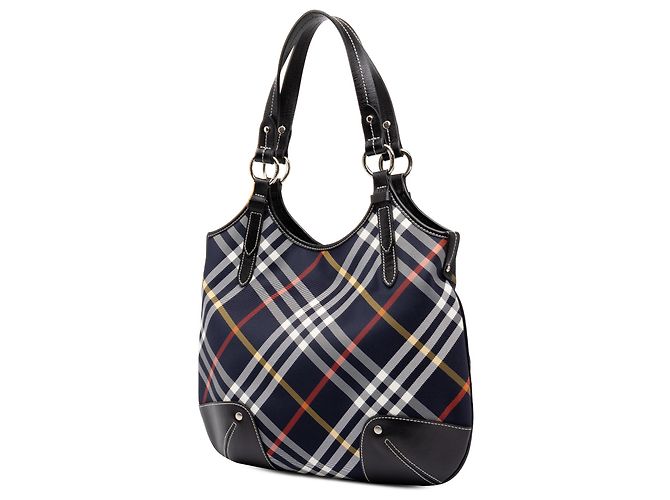 Borsa Hobo Burberry Blue Supernova Check in Nylon - vista 2