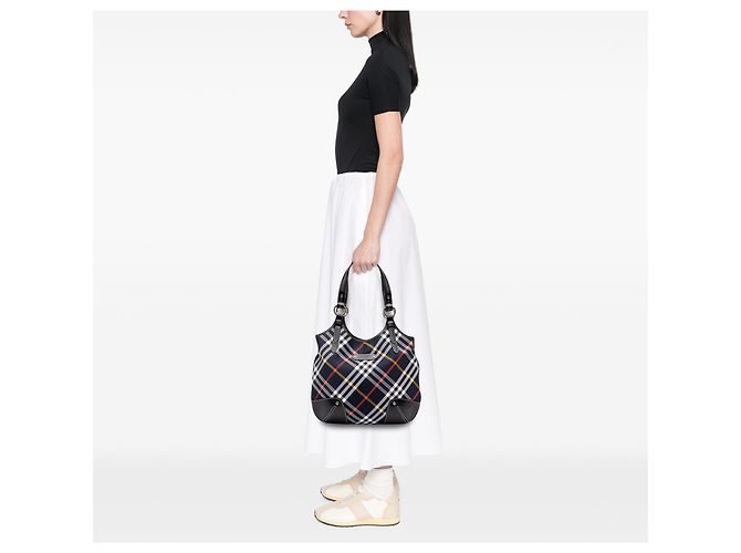 Borsa Hobo Burberry Blue Supernova Check in Nylon - vista 6