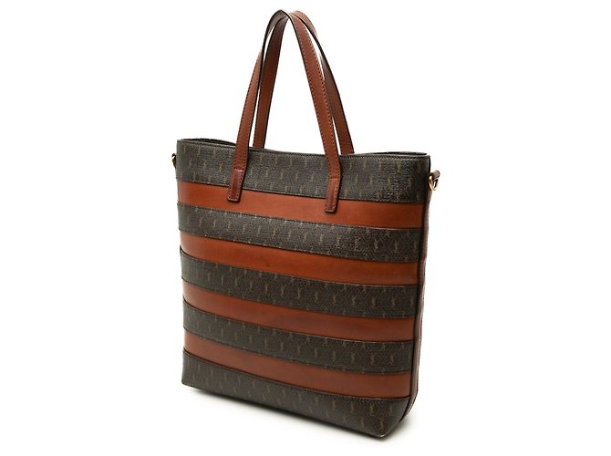 Autre Marque Borsa Shopper Saint Laurent Le Monogramme in tela rivestita marrone e pelle - vista 2