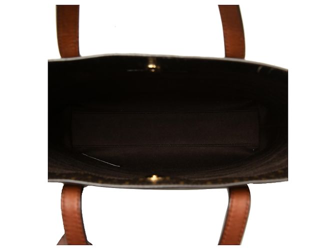 Autre Marque Borsa Shopper Saint Laurent Le Monogramme in tela rivestita marrone e pelle - vista 4