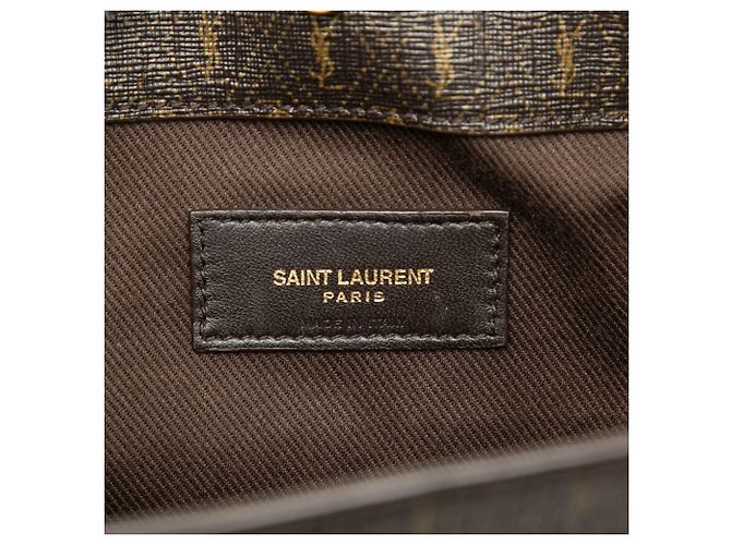 Autre Marque Borsa Shopper Saint Laurent Le Monogramme in tela rivestita marrone e pelle - vista 5