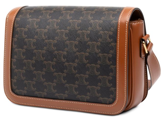 Céline Celine Brown Classique Triomphe Coated Canvas and Calfskin Triomphe Crossbody - vista 2