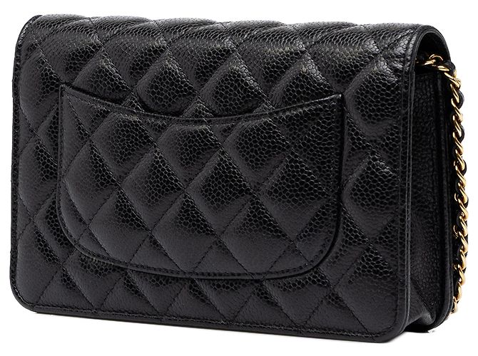 Chanel Black CC Quilted Caviar Wallet on Chain - vista 2