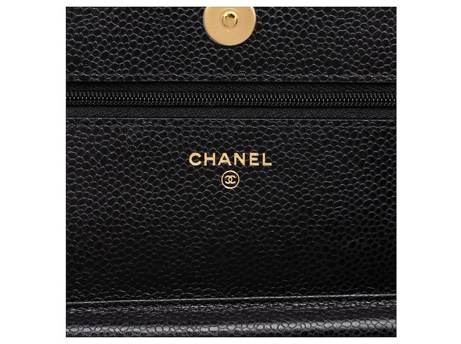 Chanel Black CC Quilted Caviar Wallet on Chain - vista 5