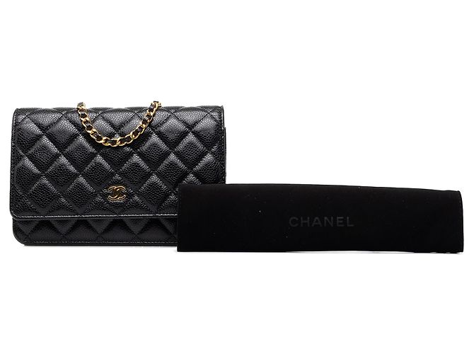 Chanel Black CC Quilted Caviar Wallet on Chain - vista 7