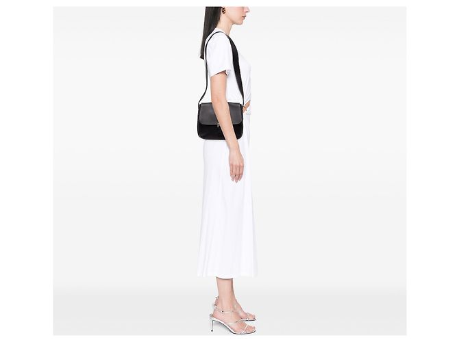 Sac messager Prada en cuir de veau noir avec boucle - vue 6