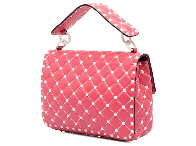 Borsa Satchel Valentino Pink Medium Lambskin Free Rockstud Spike - vista 2