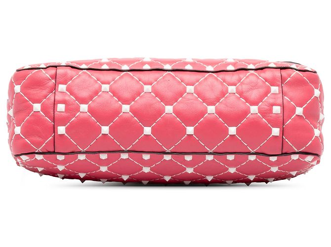 Borsa Satchel Valentino Pink Medium Lambskin Free Rockstud Spike - vista 3