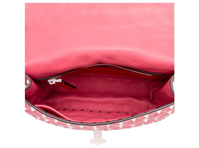 Borsa Satchel Valentino Pink Medium Lambskin Free Rockstud Spike - vista 4
