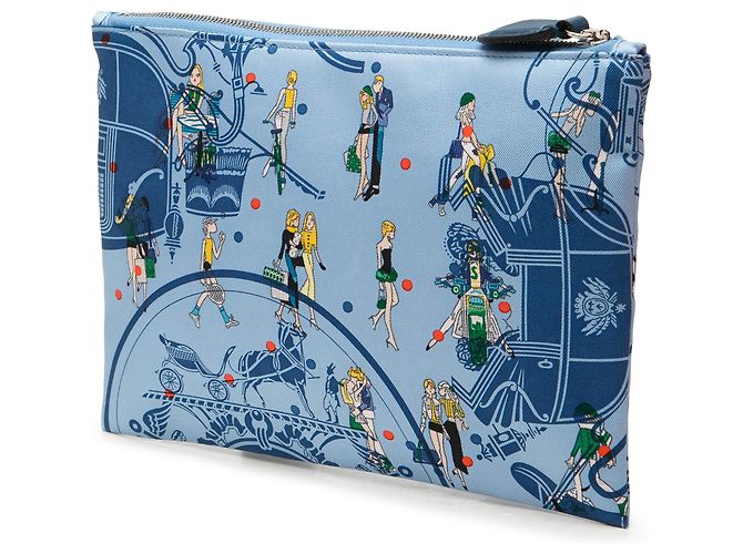 Hermès Blue Silk Ex Libris Les Parisiennes Kosmetiktasche - Ansicht 2