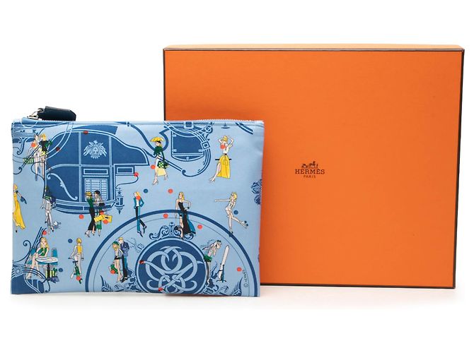 Hermès Blue Silk Ex Libris Les Parisiennes Kosmetiktasche - Ansicht 7