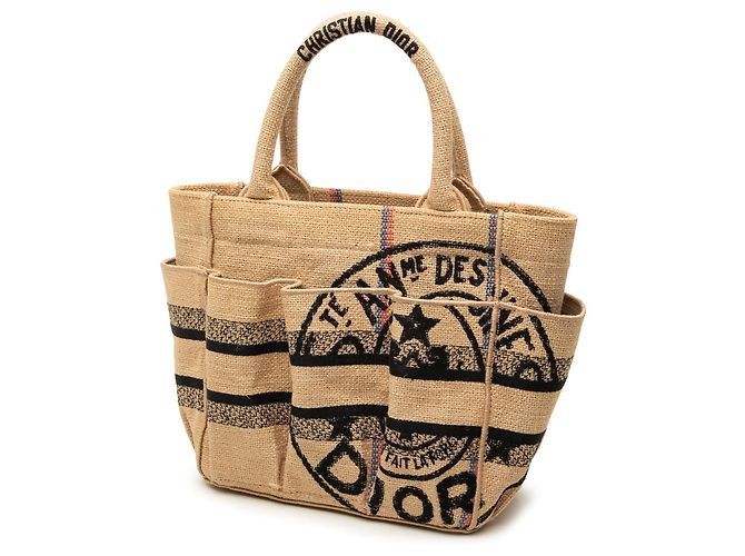 Borsa Tote Dior Catherine Small in juta beige - vista 2
