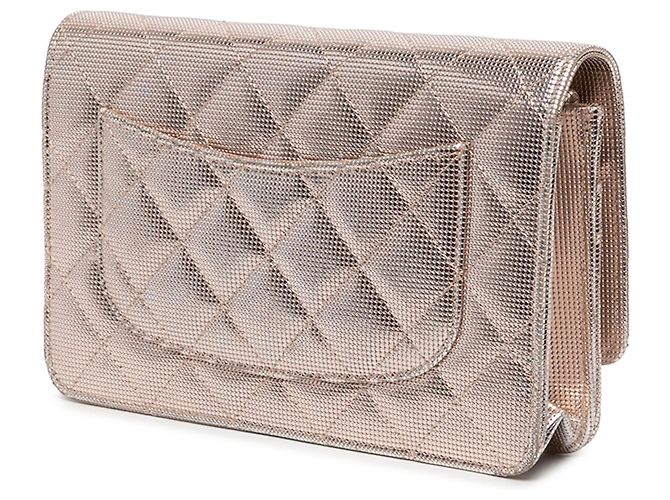 Chanel Pink CC Quilted Metallic Calfskin Pixel Effect Wallet On Chain - Ansicht 2
