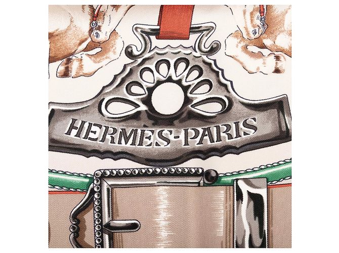 Foulard di seta Hermès Orange Chevaux de Trait 90 - vista 3
