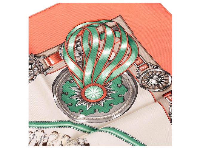 Foulard di seta Hermès Orange Chevaux de Trait 90 - vista 7