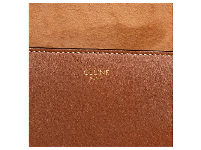 Céline Celine Brown Medium Calfskin Cuir Triomphe Folco Crossbody - vista 5
