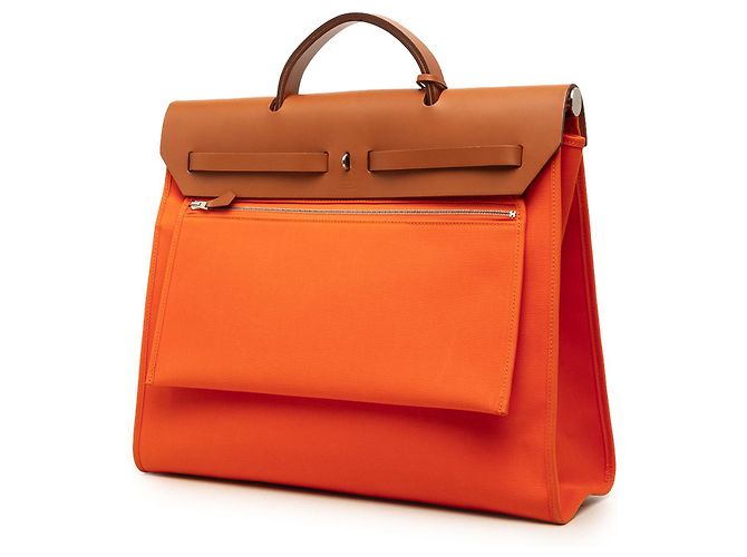 Hermès Orange Toile Herbag Zip 39 - vue 2