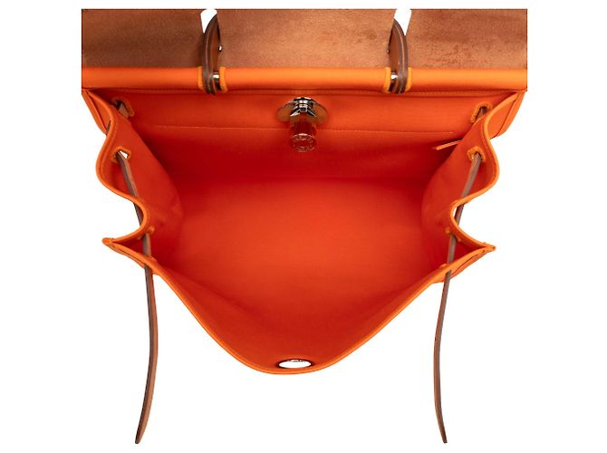 Hermès Orange Toile Herbag Zip 39 - vue 4
