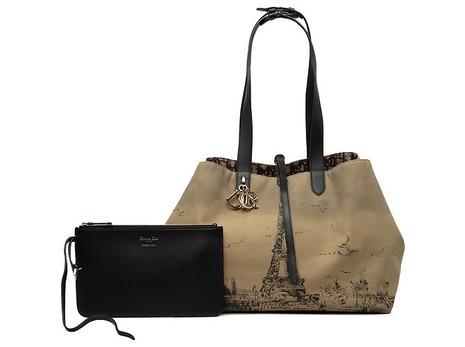 Dior Beige Large Nylon Eiffel Tower Toujours Tote - Ansicht 7