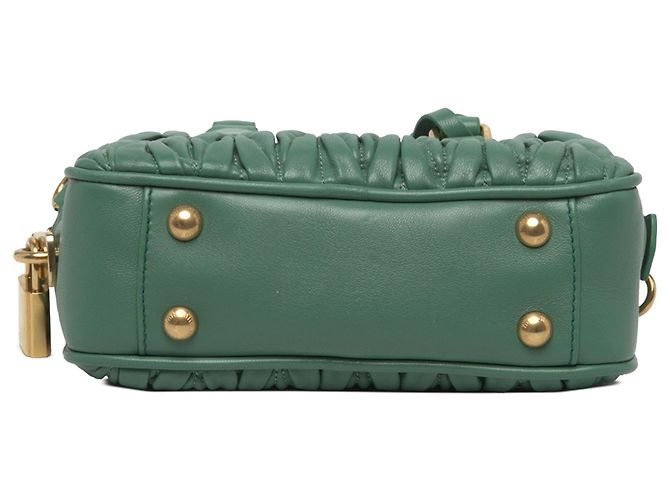 Borsa Satchel Miu Miu Arcadie Small in Nappa Matelassé Verde - vista 3