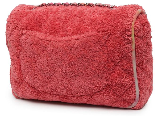 Chanel Pink Jumbo Quilted Terry Cloth Ribbon Flap - vista 2