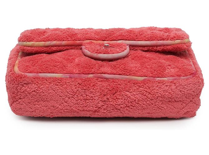 Chanel Pink Jumbo Quilted Terry Cloth Ribbon Flap - vista 3