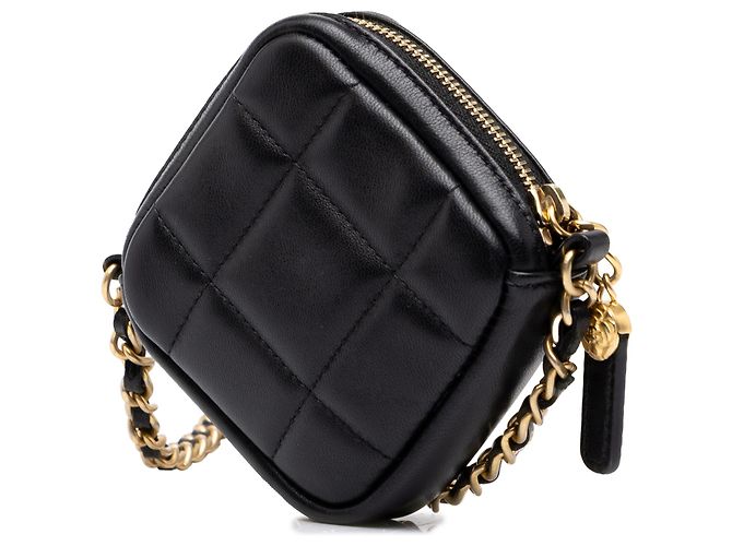 Clutch Chanel Black CC Quilted Lambskin Diamond com corrente - vista 2