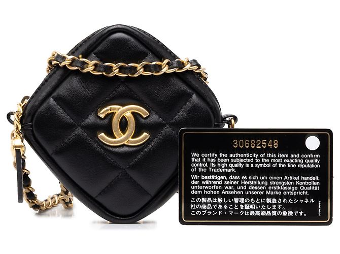 Clutch Chanel Black CC Quilted Lambskin Diamond com corrente - vista 7