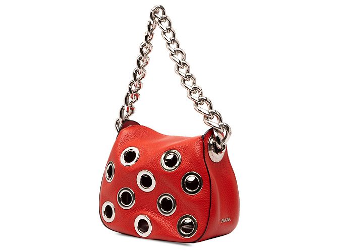 Borsa Prada Red Vitello Daino con occhielli - vista 2