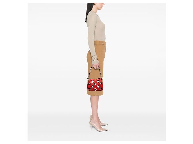 Borsa Prada Red Vitello Daino con occhielli - vista 6