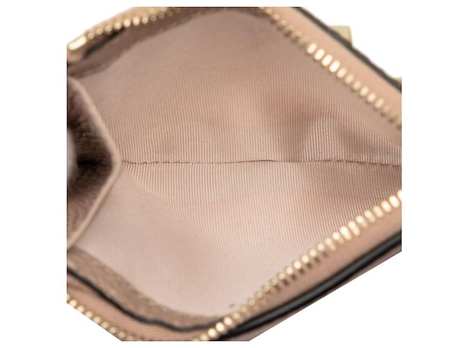 Cartera compacta Rockstud Valentino de piel de becerro granulada marrón - vista 4