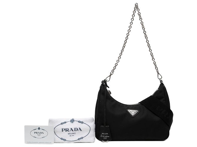 Bolso Prada Black Mini Saffiano Trimmed Tessuto Re Edition 2005 - vista 7