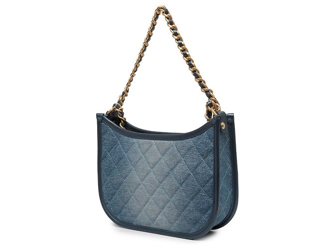 Bolsa Hobo Chanel Blue CC Quilted Denim - vista 2