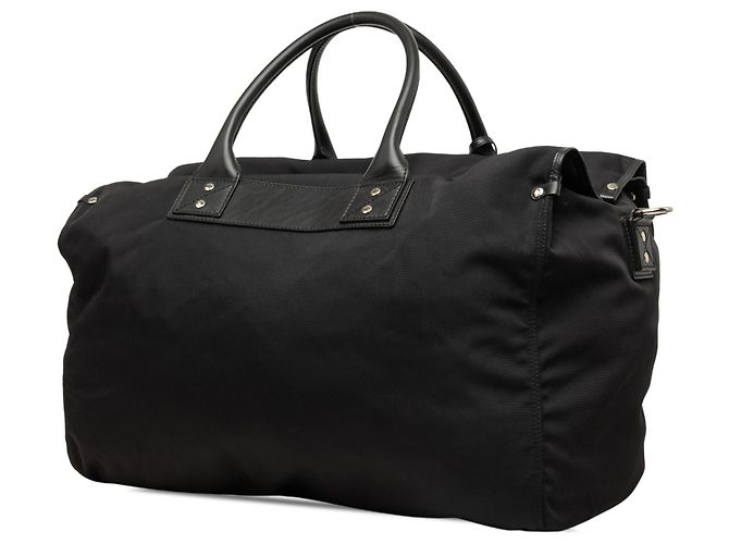 Borsa da viaggio Gucci in nylon nero con banda Web - vista 2