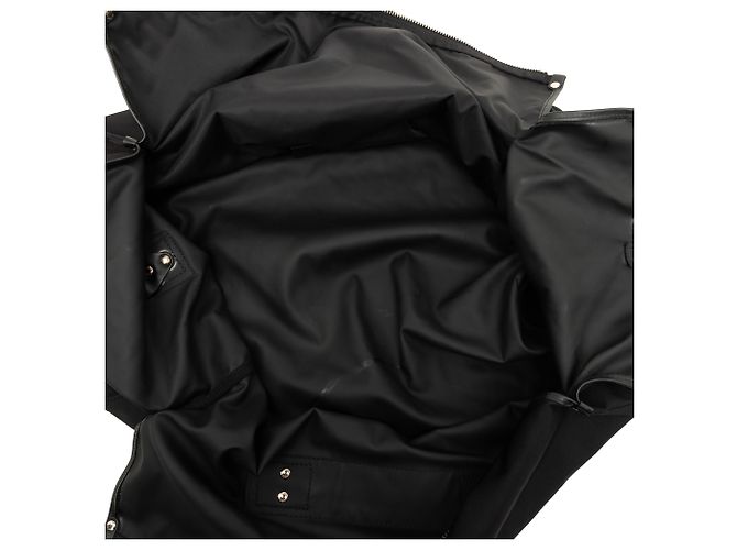 Borsa da viaggio Gucci in nylon nero con banda Web - vista 4