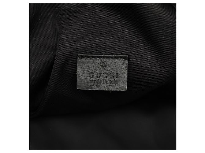 Borsa da viaggio Gucci in nylon nero con banda Web - vista 5