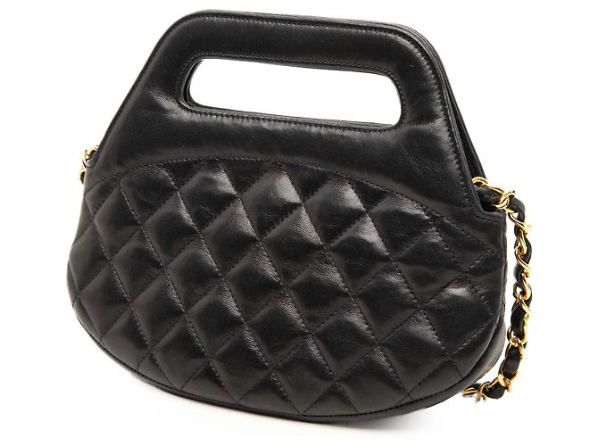 Borsa rotonda Chanel Black CC Quilted Lambskin con manico superiore - vista 2