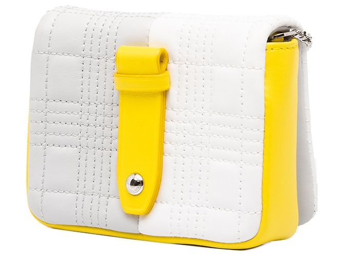 Burberry White Mini Micro Quilted Lambskin Colorblock Lola Crossbody - vista 2