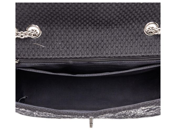 Chanel Black Paris Shanghai Jumbo Tweed Strass Embellished Pudong Double Flap - vista 4