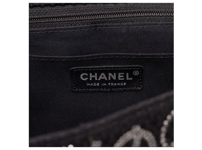 Chanel Black Paris Shanghai Jumbo Tweed Strass Embellished Pudong Double Flap - vista 5