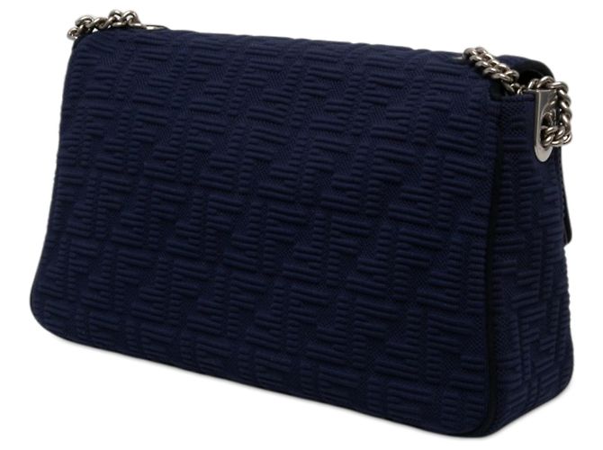 Fendi Blue Large Zucca Embossed Technical Fabric Chain Midi Baguette Tasche - Ansicht 2