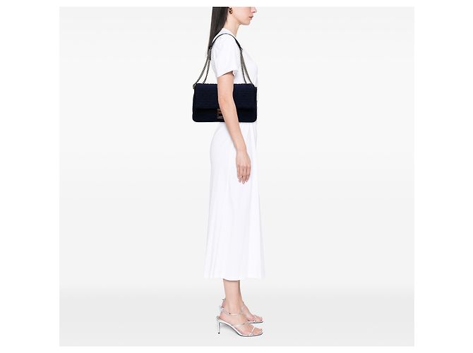 Fendi Blue Large Zucca Embossed Technical Fabric Chain Midi Baguette Tasche - Ansicht 5