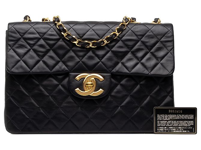 Chanel Black Maxi XL Classic Lambskin Single Flap - vista 7